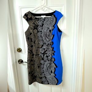New York & Co Black Blue Tan and White Sleeveless Dress Size 12